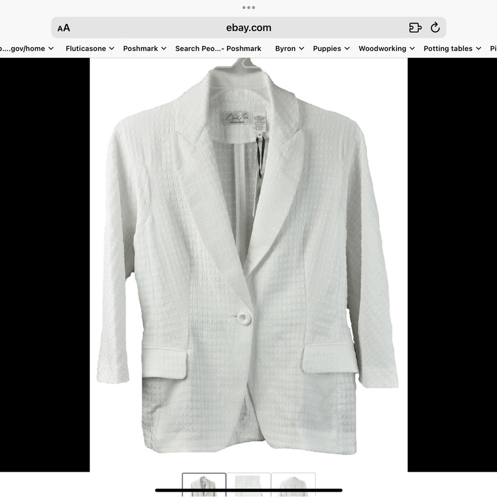 Byron Lars Beauty Mark Women's Optical Weave Fitted One Button Blazer, Ivory, 10